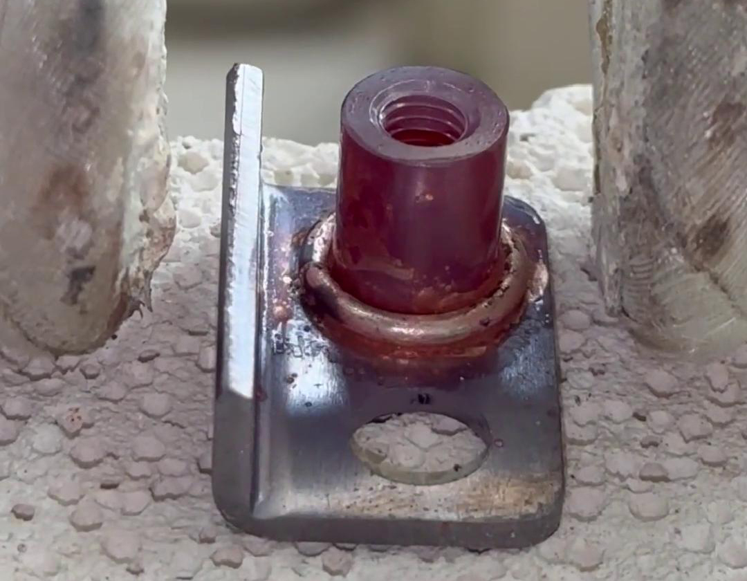 客户带过来的紫铜件焊接试样，精密五金配件焊接，小铜件焊接选择高频焊机