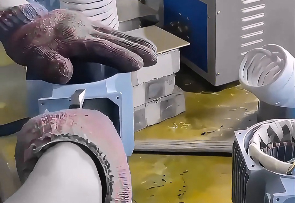 电机铝壳热装配全过程揭秘！高频机与人工的完美结合